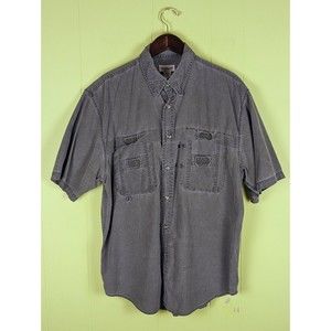 Magellan Sportswear Mens L Faded Gray Short Sleeve Cotton Shirt Pockets Outdoor